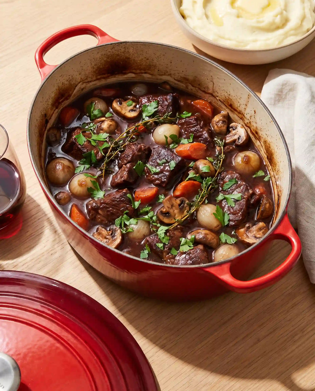 Boeuf Bourguignon im Bräter