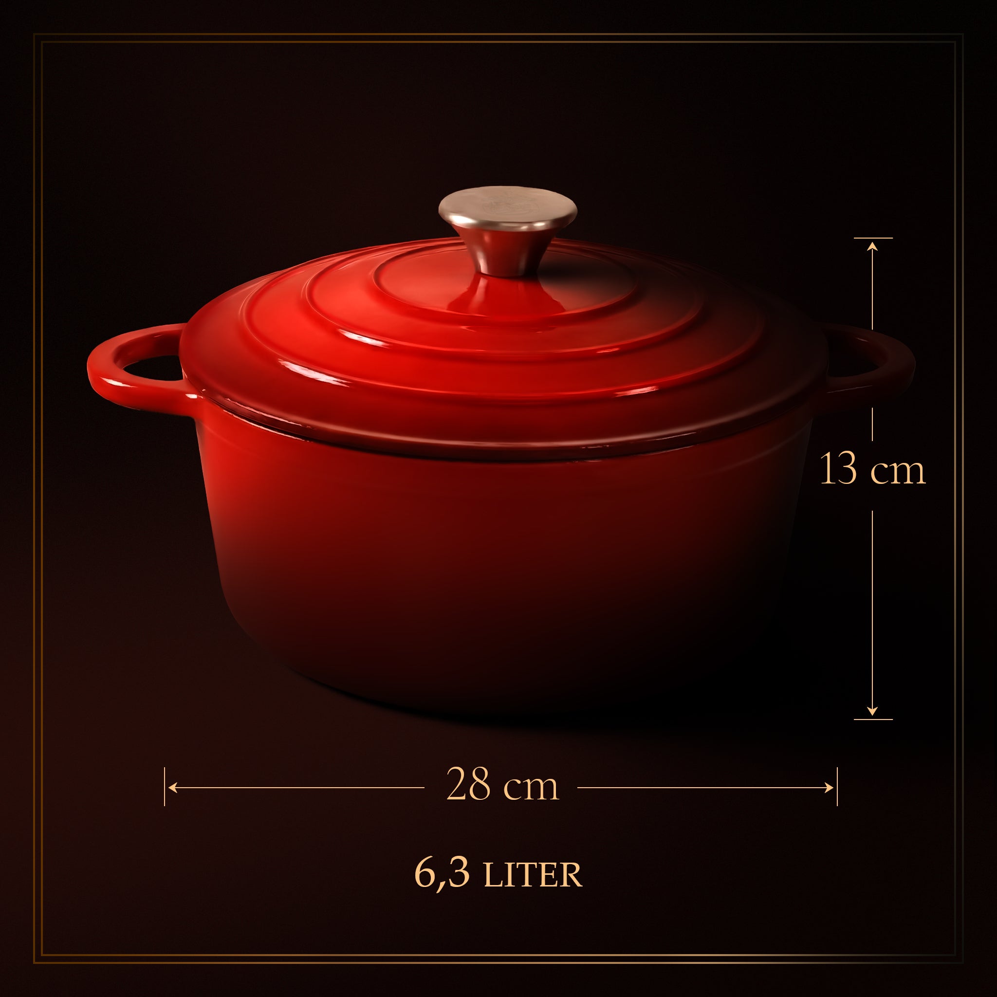 GUSSKÖNIGIN Runder Gusseisen Bräter – Dutch Oven &amp; Emaille Schmortopf mit Deckel inkl. Zubehör