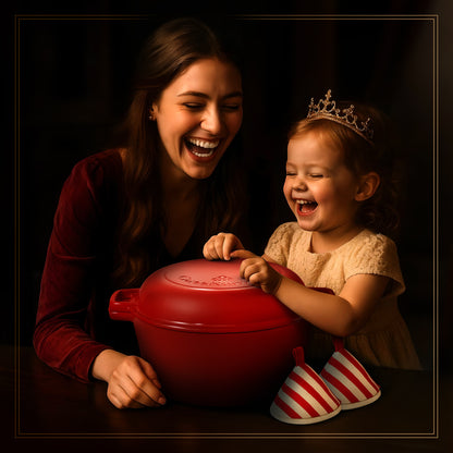 GUSSKÖNIGIN Runder Gusseisen Bräter – Dutch Oven &amp; Emaille Schmortopf mit Deckel inkl. Zubehör