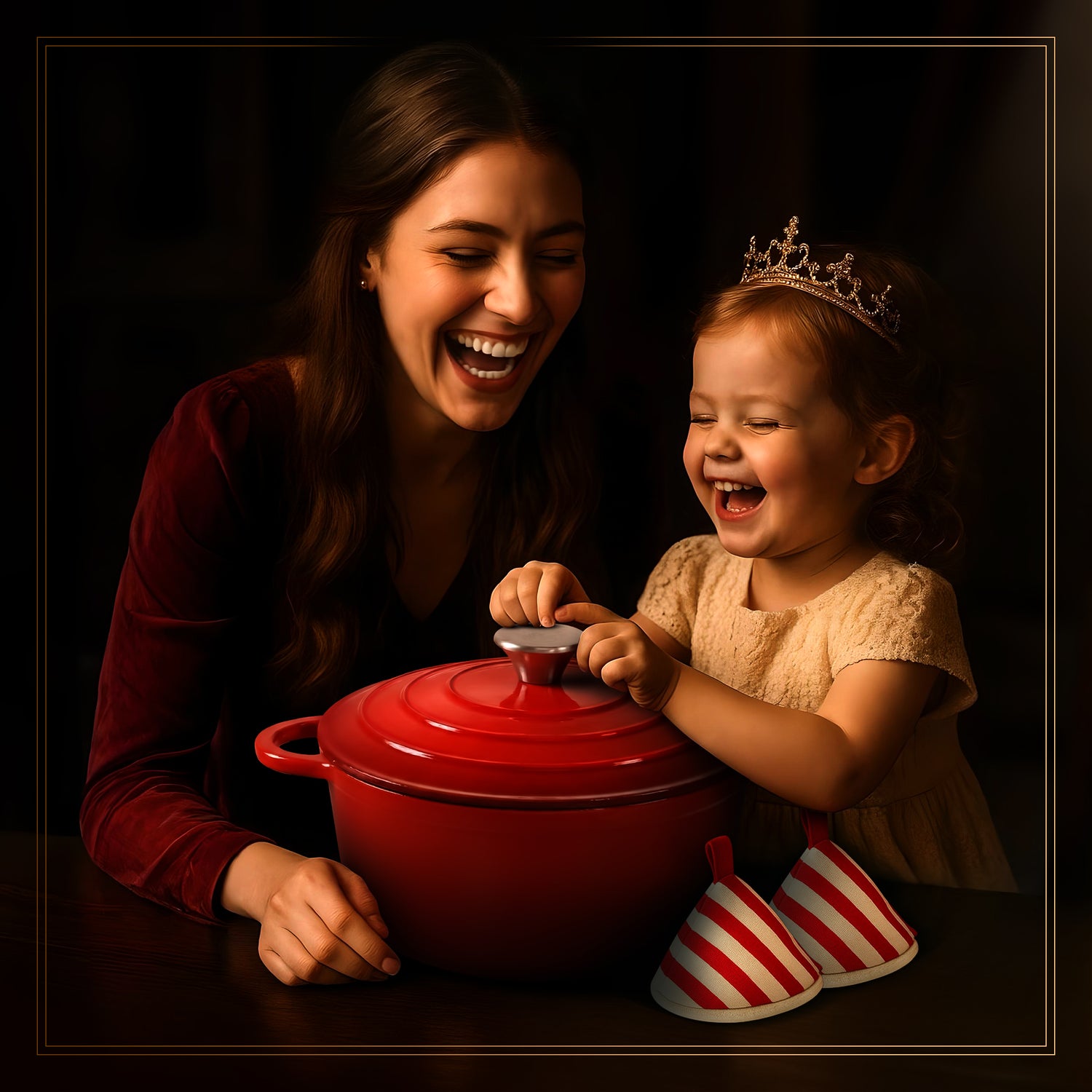 GUSSKÖNIGIN Runder Gusseisen Bräter – Dutch Oven &amp; Emaille Schmortopf mit Deckel inkl. Zubehör