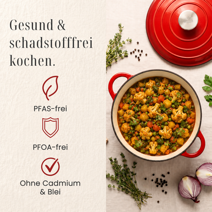 Runder Gusseisen Bräter / Dutch Oven + Zubehör - Schmorgerichte die begeistern. Ein Leben lang.