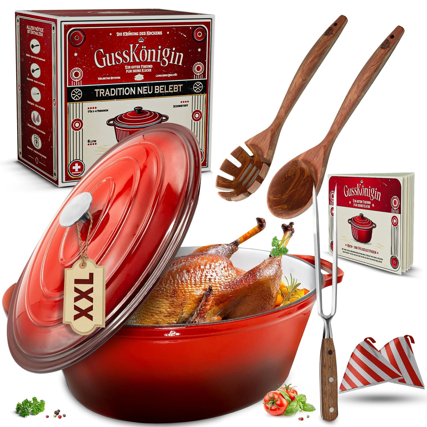 Gusskoenigin XXL Oval-Set mit Braten-Zubehör