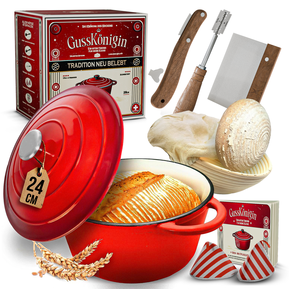 Gusskoenigin 24 cm Rund-Set mit Brotback-Zubehör