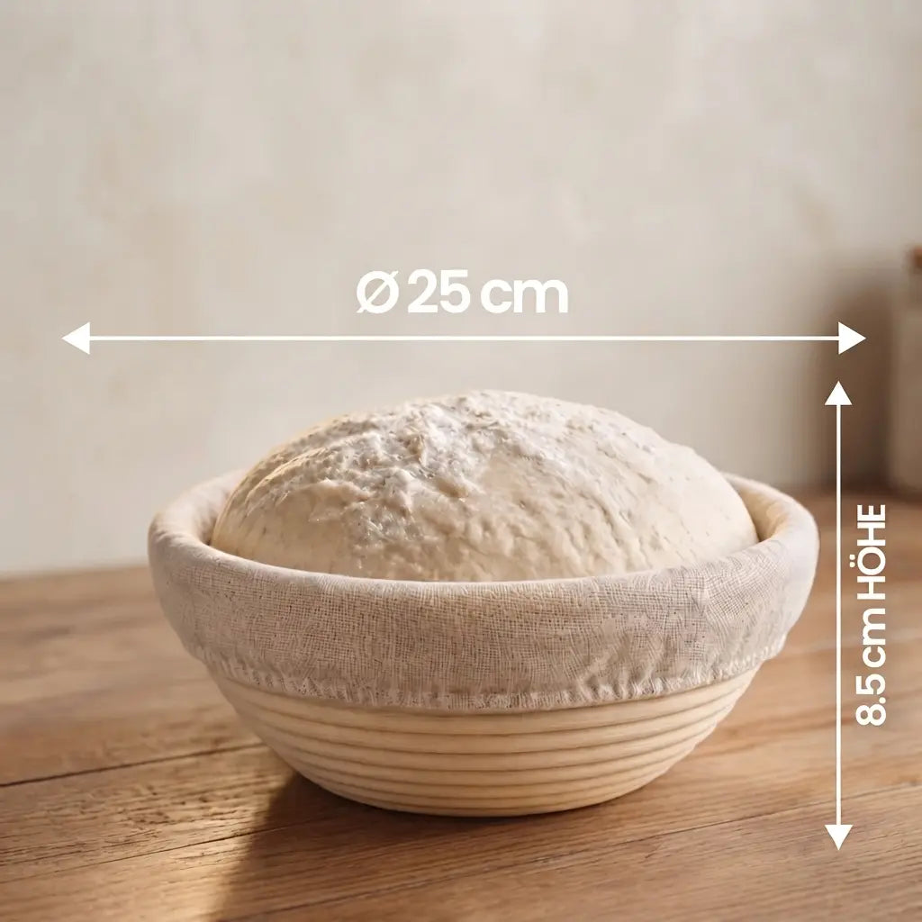 Gärkörbchen Rattan + Leineneinsatz 25cm